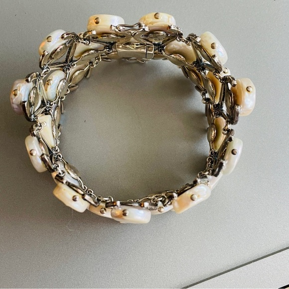 JUDITH JACK 3 ROW WIDE PANEL PEARL, MARCASITE, CZ STERLING SILVER BRACEL… - Picture 10 of 12